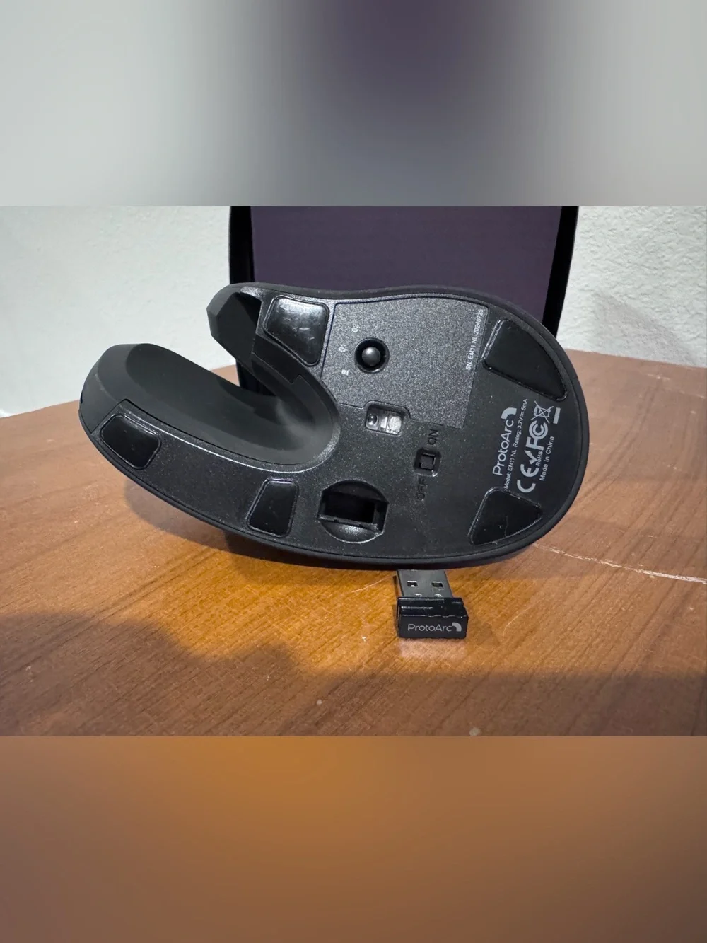 ProtoArc Ergonomic Vertical Mouse in Black with Orange Accent